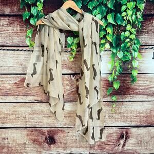 Dog Scarf Wrap Shawl 66x31 Doxie Dachshund Animal Sheer Light Ivory Brown